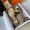 Hermes Heel 5cm Oasis Slipper Sandals in Metallic Leather Gold