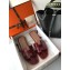 Hermes Oran Flat Slipper Sandals in Patent Python Burgundy