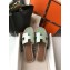 Hermes Oran Flat Slipper Sandals in Patent Python Pale Green