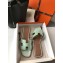 Hermes Oran Flat Slipper Sandals in Patent Python Pale Green