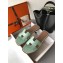 Hermes Oran Flat Slipper Sandals in Patent Python Pale Green