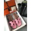 Hermes Oran Flat Slipper Sandals in Patent Python Pink