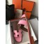 Hermes Oran Flat Slipper Sandals in Patent Python Pink