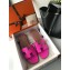 Hermes Oran Flat Slipper Sandals in Patent Python Fuchsia