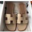 Hermes Oran Flat Slipper Sandals in Patent Python Beige