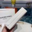 Balenciaga Logo Grained Calfskin Pouch Clutch Bag White