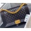 Chanel Original Quality New Medium Le Boy Bag In Caviar Leather Black With Gold Hardware