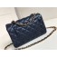 Chanel Lambskin Small Classic Flap Bag A1116 Navy Blue