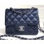 Chanel Lambskin Mini Classic Flap Bag A1115 Navy Blue