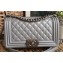 Chanel Lambskin Boy Flap Medium Bag Gray/Silver