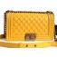 Chanel Lambskin Boy Flap Medium Bag Yellow/Gold