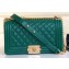 Chanel Caviar Leather Boy Flap Medium Bag Emerald Green