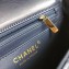 Chanel Patent Leather Small Classic Flap Bag A1116 Navy Blue/Gold