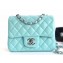 Chanel Lambskin Mini Classic Flap Bag A1115 Tiffany Blue/Silver