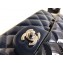 Chanel Patent Leather Medium Classic Flap Bag A1112 Navy Blue/Silver