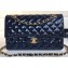 Chanel Patent Leather Medium Classic Flap Bag A1112 Navy Blue/Gold