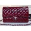 Chanel Patent Leather Medium Classic Flap Bag A1112 Burgundy/Silver