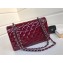 Chanel Patent Leather Medium Classic Flap Bag A1112 Burgundy/Silver