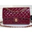 Chanel Patent Leather Medium Classic Flap Bag A1112 Burgundy/Gold