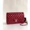 Chanel Patent Leather Medium Classic Flap Bag A1112 Red/Silver