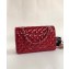Chanel Patent Leather Medium Classic Flap Bag A1112 Red/Silver