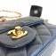 Chanel Caviar Leather Small Classic Flap Bag A1116 Navy Blue/Gold