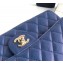 Chanel Pearl Caviar Calfskin Medium Classic Flap Bag A1112 Navy Blue