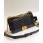 Chanel Caviar Leather Chevron Boy Flap Medium Bag Black/Gold