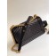 Chanel Caviar Leather Chevron Boy Flap Medium Bag Black/Gold