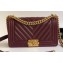 Chanel Caviar Leather Chevron Boy Flap Medium Bag Burgundy/Gold
