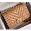 Chanel Caviar Leather Chevron Boy Flap Small Bag Caramel/Gold