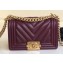 Chanel Caviar Leather Chevron Boy Flap Small Bag Burgundy/Gold