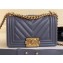 Chanel Caviar Leather Chevron Boy Flap Small Bag Gray/Gold