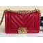 Chanel Caviar Leather Chevron Boy Flap Small Bag Red/Gold