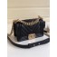 Chanel Caviar Leather Chevron Boy Flap Small Bag Black/Gold