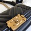 Chanel Caviar Leather Chevron Boy Flap Small Bag Black/Gold