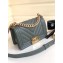 Chanel Caviar Leather Chevron Boy Flap Small Bag Gray Green/Gold