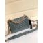 Chanel Caviar Leather Chevron Boy Flap Small Bag Gray Green/Gold
