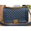 Chanel Caviar Leather Boy Flap New Medium Bag Navy Blue/Gold