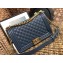 Chanel Caviar Leather Boy Flap New Medium Bag Navy Blue/Gold