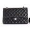 Chanel Lambskin Jumbo Classic Flap Bag A1113 Black/Silver