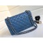 Chanel Lambskin Jumbo Classic Flap Bag A1113 Denim Blue
