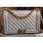 Chanel Lambskin Boy Flap New Medium Bag Gray/Gold