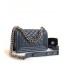 Chanel Caviar Leather Boy Flap Small Bag Navy Blue/Silver