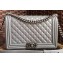 Chanel Lambskin Boy Flap New Medium Bag Gray/Silver