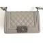 Chanel Caviar Leather Boy Flap Small Bag Pale Gray/Silver