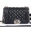 Chanel Caviar Leather Boy Flap Small Bag Black/Silver