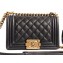 Chanel Caviar Leather Boy Flap Small Bag Black/Gold