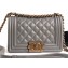 Chanel Lambskin Boy Flap Small Bag Gray/Gold