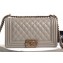 Chanel Caviar Leather Boy Flap Medium Bag Pale Gray/Gold